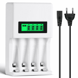 AXFEE Akku Ladegerät, mit LCD Anzeige, Universal 2000mAh Akku, 4-Ladeplatz Universal Schnell Akkuladegerät für Wiederaufladbare NI-Mh/NI-Cd AA AAA Batterie