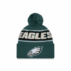 New Era Sideline 2024 Beanie American Football Bommel Pompon Winter Mütze Teamlogo NFL Philadelphia Eagles #34369 Einheitsgröße