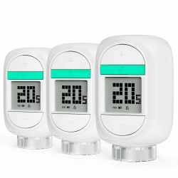 Winees Smart Heizkörperthermostat 3-teilig, mit Zeitplan, Fern-/Sprachsteuerung, Heizungsthermostat Kompatibel mit App, Alexa & Google Assistant (S2 SubG Hub erforderlich)