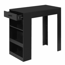 WOLTU Stehtisch Bartisch Bistrotisch, mit 1 Schublade 3 Ablagen, mit Weinregal, Küchentisch für Bar Küche Wohnzimmer Esszimmer, 100x100x50 cm, Schwarz