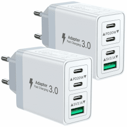 2er Pack USB C Ladegerät, Aioneus 40W 4Port Stecker USBC Adapter Mehrfach Typ C Handy Netzteil für iPhone 16 15 Pro Max Plus XR SE iPad, Samsung Schnellladegerät USB-C Ladestecker Ladeadapter Charger