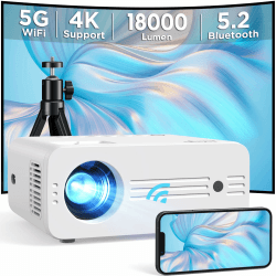 AKIYO Mini Beamer, Native 1080P Full HD 18000 Lumen 5G WiFi Bluetooth Beamer mit Stativ, Unterstützung Beamer 4K Heimkino für Handy Phone, Projektor Kompatibel mit iOS/Android/TV Stick/PC/PS5/HDMI