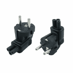 RIIEYOCA 90 Grad Schuko-Stecker auf IEC C5 Adapter, IEC320 C5 Buchse auf Europäischen Stecker CEE 7/7 Stecker Adapter für Laptop oder C5 Kabel Geräte - Schwarz (2 Pack)