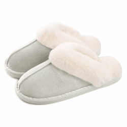 Misolin Damen Herren Hausschuhe Winter Warme Faux Pelz Slippers Weiche Flache Plüsch Pantoffeln Rutschfeste Outdoor/Indoor - mit super Qualität 38.5/40 EU Gänse