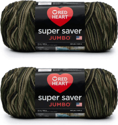 Red Heart Super Saver Jumbo-Camouflage-Garn – 2 Packungen mit 283 g – Acryl – 4 Medium (Kammgarn) – 480 Meter – Stricken/Häkeln