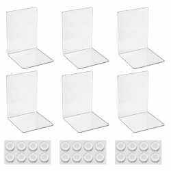 6 Stück Transparente Buchstützen aus Acryl,Buchstützen-Set mit rutschfesten Aufklebern.Geeignet für Schreibtischorganisation, transparente Dekoration, Fotodisplay.