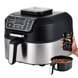 MasterPro Küchenmaschine – Elektrischer Grill, kalt, Griff, Backen, Fritteuse, ohne Öl, Dehydriert, Küche mit LED-Touchscreen, Timer, BPA- und PFOA-frei, 1760 W, Kapazität 5,6 l (BGMP-9148)