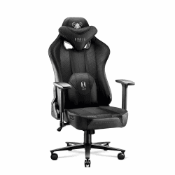 Diablo Gaming Stuhl Stoff X-Player 2.0 - Breite Sitzfläche - Gaming Chair mit 3D Armlehnen - Nacken/- Lendenkissen Wippfunktion - Bürostuhl 150 kg - Pc Gaming Stuhl Ergonomisch - Normal (L)