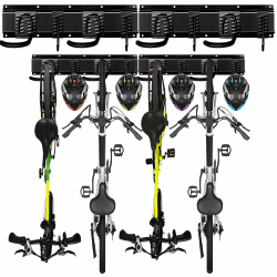 SHEPIN Fahrradhalter Wandhalterung für 4 Fahrräder und 4 Helme, Fahrrad Wandhalterung Vertikal, Fahrrad Halterungen Wand für Garage oder Wohnung Mountainbikes Rennräder und Werkzeugaufbewahrungs