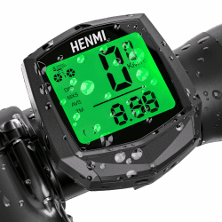 HENMI Fahrradcomputer Kabellos, Multifunktion Fahrradtacho Kabellos, Wasserdicht Fahrrad Kabellos Tachometer Kilometerzähler mit HD LCD Hintergrundbeleuchtung