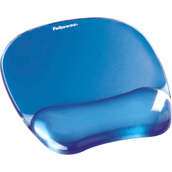 Fellowes Mauspad mit Handgelenkauflage Crystals - mit weicher Gelfüllung - ergonomisch - abwaschbar - für Büro und Home Office, Schule und Gaming - Farbe: blau