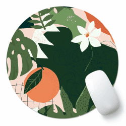 AOKSUNOVA Rundes Mauspad mit Design 20cm Mauspad Rund Mousepad Klein Orange