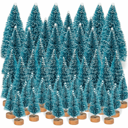 Mini Künstlich Weihnachtsbaum, Btowin VCF 48 Stück Miniatur Schneeeffekt Kiefernbaum Tannenbaum Grün mit Holzsockel DIY Christbaum Weihnachtsdeko für Party Tischdeko Schaufenster Figuren 4/6/8/12cm