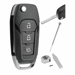 Autoschlüsselkasten für Ford 3-Knopf Für Ford Mondeo KA Schlüsselanhängergehäuse für Ford F150 Ranger 2015-2017 Ford Mondeo KA Galaxy S-max mit Entnahmewerkzeug zum Austausch der Schlüsseleinsätze