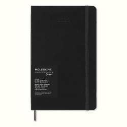 Moleskine Weekly Planner, Smart Kalendar 12 Monate 2025, Smart Planner, Elastischer Verschluss, Schwarz, Großformat 13x21 cm