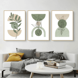 EXQUILEG 3er Poster Set, Boho Abstrakt Pflanze Blumen Leinwand Bilder,Premium Abstrakte Leinwandbilder, Moderne Bilder für Wohnzimmer Schlafzimmer, Ohne Rahmen (40 * 50cm,B)