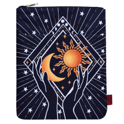 LParkin Buchhülle für Buchliebhaber, Buchschoner für Taschenbücher, waschbarer Stoff, Buchhüllen mit Reißverschluss, Größe M, 27,9 x 22,6 cm Schwarze Astrologie