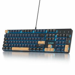 SOLIDEE Verkabelte mechanische Gaming-Tastatur in voller Größe,104 Tasten kabelgebundene Tastatur,RGB Hintergrundbeleuchtung&Nummernblock,NKRO mechanische Tastatur für Windows Laptop(104 Blue Samurai)