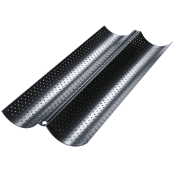 Baguette Backform, Brot Backen Zubehör, Backformen, Baguette-Backblech mit Antihaftbeschichtung für 2 Baguettes, Hochwertige Backform Baguette (38x16.2x2.4cm ) Black