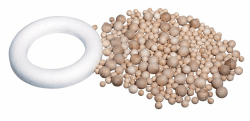 Rayher Bastelpackung Kranz aus Holzkugeln, 20 cm ø, 290 Rohholzkugeln, 1 Styroporring 17 cm ø, Türkranz, Dekokranz, 63504000