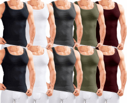 MERISH Herren Unterhemd 5er Pack Tank Top Feinripp Baumwolle 400 XL 400b-10 Mix2 10er Set