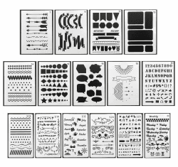 DUOUPA Zeichenschablonen Bullet Journal Schablone Set aus Kunststoff 15 Stück Schablonen Muster-Schablonenmalerei für Scrapbooking DIY