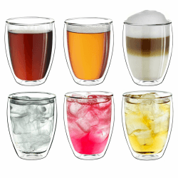 Creano doppelwandige Latte Macchiato Gläser XXL 400ml - Extra großes hitzebeständiges Glas aus Borosilikatglas - 6er Set