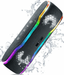 AY Bluetooth Lautsprecher Musikbox Tragbarer IPX7 Wasserdicht Bluetooth Box mit Bunten Licht und Satten Bässen, Stereo-Pairing, Eingebautes Mikrofon, 24h Akku, Perfekt für Zuhause, Draußen
