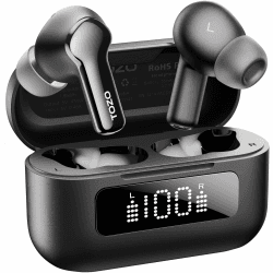 TOZO NC3 Kopfhörer Kabellos Bluetooth 5.3 Bluetooth Kopfhörer, Hybrid Active Noise Cancelling Kopfhörer mit 6 Mikrofone für klare Anrufe, 55 Std Spielzeit, LED-Anzeige, APP,IPX8 Wasserdichte - Schwarz