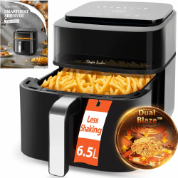 Taylor Swoden Dual Blaze™ Heißluftfritteuse XXL 6.5L, Air Fryer mit Sichtfenster, EvenlyCook, 8 Programme, Metall Innen, Digitalem Led Touchscreen, Spülmaschinenfest, 55% Energieeinsparung, 1800 W