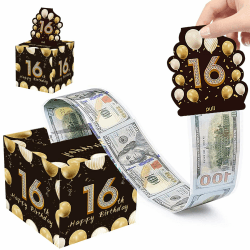 Geschenkbox DIY Happy Birthday,Geldgeschenk Happy Birthday,Geschenkbox DIY,Geldgeschenk Geburtstag für Erwachsene,Geschenkbox Geburtstag mit 35 Klarsichttüten, Geldgeschenke Geburtstag (16 Jahre alt)