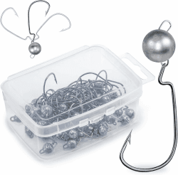 Goture Angelhakenset Jigköpfe, 16-72 Stück Scharfen Jighaken Set für Gummifische, Gummifische Angeln Jighaken, Karpfen Bleikopf-Angelhaken Offset Haken, Jigkopf Haken 2g 3.5g 5g 7g 10g 14g