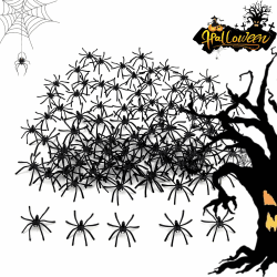 chenyu 200 Stück Halloween Deko Spinnen Kleine Realistische Plastikspinne mit Dünnen Beinen Horror Deko Schwarz Geeignet für Spukhausdekoration Halloween-Trickpartyveranstaltungen 5x4cm
