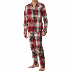 Schiesser Herren Schlafanzug lang durchgeknöpft Web Flanell - warm und weich 52 Multicolor 1