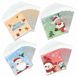 RIVIEVAL Kekstüten, 100 Stück, durchsichtige Zellophantüten, kleine Zellophantüten, Selbstklebende Kekstüten, transparente Weihnachts-Süßigkeitstüten (10 x 10 cm)