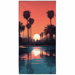 YISUMEI Mikrofaser Strandtuch XXL, Strandhandtuch Leicht Strandtücher Schnelltrocknend, Sonnenuntergang Schwimmbad Palme, 180 x 90 cm
