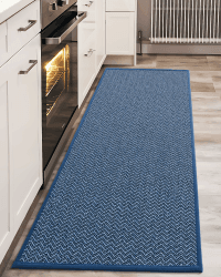 COLOR&GEOMETRY Küchenteppich Waschbar rutschfest 43.5 x 150 cm, Kurzflor Küchenläufer Teppich Flur Läufer, Teppich Modern für Küche, Esszimmer, Wohnzimmer, Korridor (Blau)