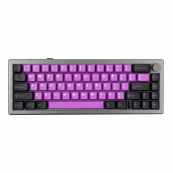 EPOMAKER EK68 65% Gasket NKRO Mechanische Tastatur, Hot Swappable Triple Mode Gaming-Tastatur mit 3000mAh Akku, RGB-Hintergrundbeleuchtung für Büro/Home/Win/Mac(Black Purple, Budgerigar Switch)