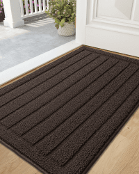 COLOR&GEOMETRY Fussmatte Innen 43.5x75cm, Saugfähig Schmutzfangmatte Waschbar, Fußmatte Personalisiert Eingangsteppich, Fußmatte Innen Türmatte für Eingang, Haustür, Innen, Flur - Braun