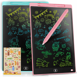 [2 STÜCKE]LCD Schreibtafel 10 Zoll, Genialba Buntes LCD Schreibtablett, LCD Writing Tablet, Elektronischer Tablette, Grafiktablett für Kinderspiele 2 3 4 5 6 7 Jahre Jungen Mädchen (Blau&Rosa)