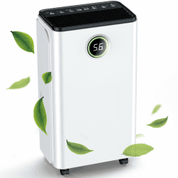 Luftentfeuchter 12L/Tag, Auto Entfeuchtung, 24H-Timer Ein/Aus, Kontinuierliche Entwässerung, Leistungsstarker Raum Luftentfeuchter mit LED Display und Steuerung, Gegen Feuchtigkeit