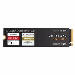 WD_BLACK SN850X NVMe SSD 2 TB interne SSD (Gaming Speicher, PCIe Gen4-Technologie, Lesen 7.300 MB/s, Schreiben 6.600 MB/s) Schwarz