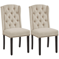 Yaheetech 2-er Set Küchenstuhl mit Flügelförmigen Rückenlehne, Polsterstuhl Esszimmerstuhl bis 140 kg Belastbar fürs Esszimmer/Küche/Wohnzimmer/Schlafzimmer, beige