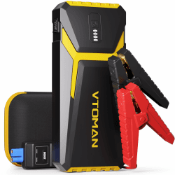 VTOMAN V10 Pro 4500A Starthilfe Powerbank Für Pkw, 12V Autobatterie Starter Powerbank Mit Starthilfekabel (Für Motor Alle Benzin/10.0L Diesel), Booster Auto Starthilfe Mit LED Taschenlampe (Yellow)
