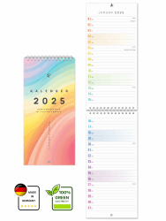 UNITURE® Kompakter Wandkalender 2025 schmal [12 x 50 cm] ideal für schmale Wände in Flur und Küche - Streifenkalender 2025 lang, Kalender 2025 lang und schmal, Küchenkalender, nachhaltig & schmierfrei