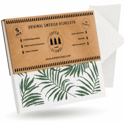 SUPERSCANDI Palme 5 Pack (3 Gemustert, 2 weiß) schwedische Geschirrtücher, umweltfreundlich, wiederverwendbar, nachhaltig, biologisch abbaubar