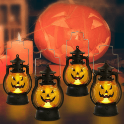TZQFROCE Halloween Kürbis Deko 4 Stück Halloween Laterne Halloween Deko Kürbis Kürbis Laterne Halloween Kürbis Laterne Vintage Kürbis Laterne für Innen Außen Gärten Party Halloween Deko