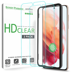 amFilm 2 Stück Schutzfolie Kompatibel mit Samsung Galaxy S21 (6.2 Zoll), Hüllenfreundlich (Einfache Installation) Hybrid Folie Displayschutzfolie (2021)