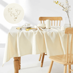 Deconovo Outdoor Tischdecke Wasserabweisend Wetterfest Wasserdicht Garten Tischtücher Gartentisch, 140x240 cm, Beige, 1 Stück