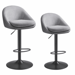 VASAGLE Barhocker, 2er Set, Barstuhl, höhenverstellbar, 360° drehbar, Küchenstuhl, mit Rückenlehne, Sockel, Fußstütze, Stahl, für Theke, Bar, Esszimmer, Taubengrau-tintenschwarz LJB110G01